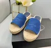 Designer Ladies Flat Hemp Rope Sandals Fashion High Quality Leather Litchi Pattern Slippers Luxury Metal Stud Flip Flop Loafers Box