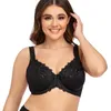 Plus -storlek kvinnor bh full täckning minimizer spets blommig broderiy vit behå non vadderad underwire b c d dd e f g h i cup 220519