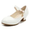 Barnskor Casual Glitter Buckle Children High Heel Girls Shoes Fashion Princess Dance Party Sandal 220409