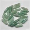 Arts And Crafts Gold Wire Natural Stone Green Aventurine Charms Hexagonal Healing Reiki Point Pendants For Jewelry Making D Sports2010 Dhjxl