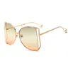 Lunettes de soleil femmes 2022 perle dégradé surdimensionné marque concepteur demi-monture femme lunettes de soleil en métal clair ombre UV400Sunglasses