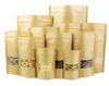 Voedselvochtproofzakken raam 100 van de zakken Bruin kraft papier Doypack zakje verpakking voor snackkoekjes thee groothandel