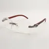 Nova armação de óculos de lentes transparentes com design de diamante XL 3524029 cor natural hastes de madeira armações de óculos tamanho unissex 56-18-135 mm Free Express