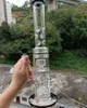 Pipas de agua Bong de vidrio negro de 16 pulgadas con accesorios de tazón Reciclador de agua de múltiples orificios Filtros Tubos para fumar Perc de neumáticos con junta hembra de 14 mm