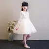 Girl's Dresses Ivory Chiffon Flower Girl Dress Kids Wedding Formal Party Lace Sleeve Pageant Long First Communion Ball Gown