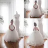 Cute White Lace Little Kids Flower Girl Dresses Princess Jewel Neck Tulle Applique Puffy Floral Formal Wears Party Communion Pageant Gown BC9309