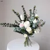 Wedding Flowers NZUK Ins Design Silk Bride Artificial Bouquet Fleur 2022 White Pink Rose Vintage Bridal Bouquets