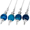 Pendant Necklaces Blue Facted Agate Stone Pointing Pendulum Healing Dowsing Reiki Chakra With ChainPendant