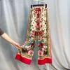 Nueva moda mujer alta cintura elástica nación estilo bohemio estampado flores pierna ancha pantalones largos sueltos pantalones SMLXL