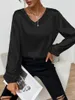 Bluzki damskie koszule Spring Lopard Koszulka Koszula z długim rękawem pullover satynowy Jacquard bluzka z dekoltem moda luźna femme top 2022-Domen's