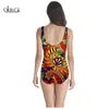 est Mode Retro Geometrische Muster 3D Druck Onepiece Bademode Frauen Schwimmen Badeanzug Ärmellose Sexy Badeanzug 220617