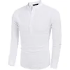 Camiseta casual de linho de algodão masculina coloração sólida cor de gola alta de coloração curta fitness masculina roupas de rua finas 220615