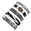 Bracelets porte-bonheur Style occidental Bracelet/Bracelet en cuir punk vintage bricolage 5 pièces/ensemble Melv22