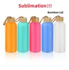 750ml Sublimation Frosted Water Bottles 25oz Glass Mug Matte Glasses Juice Bottle with bamboo lid Blank Tumbler Travel Mug Colorful