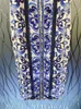 캐주얼 드레스 델로카 고품질 여름 여성 패션 디자이너 실크 드레스 섹시 스파게티 스트랩 블루와 흰색 도자기 프린트 연필 dres