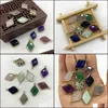 Arts And Crafts 15X25Mm Natural Crystal Stone Rhombus Charms Green Blue Rose Quartz Pendants Gold Edge Trendy For Necklace Sports2010 Dhmxg