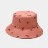 Beralar Moda Panama Kova Şapkaları Kadın Erkekler Tersinir Meyve Karpuz Baskı Balıkçı Şapkası Sıradan Harajuku Hip Hop Cap Sun Hatberets