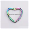 Anéis -chave Rainbow Heart Gold Gold Sier Color Keychains Metal Chain Ring Split Split Unissex Keyring Keyfob Acessórios DIY dr dhseller2010 dhq4q