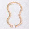 2022 Punk collier ras du cou Hip Hop perle gros gros couleur or épais clavicule chaîne feuille bijoux géométriques pour les femmes collier