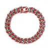 원래 디자인 Luxta Red Pink Cuban Bracelet과 Vibrant Look Double Safety Buckle Curb Chain Hiphop Fashion Ornament Link