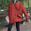 女性用ボンバージャケット赤ワインコート特大のアウトウェアソリッドロングスリーブトップレディースビンテージファッションコート秋の冬ジャケットTrf L220730