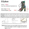 Sandaler EilyKen Ny Design Ankelstövlar för kvinnor Grön Peep Toe Lace-up Cross-Tied Heel Pumps Roman Bootas 220317