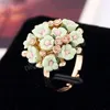 Crystal keramische bloem verstelbare vingerringen voor vrouwen bruiloft goud kleur zirkoon open ring sieraden geschenk verlovingsring