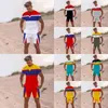 Tute da uomo Tendenza estiva europea e americana Girocollo T-shirt abbinata a colori irregolari Tuta sportiva giovanile a maniche corte MenMe