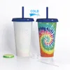 5pcs/Set 710 ml Magie Farbwechsel Wasserbecher Mode tragbare wiederverwendbare Plastiktemperaturverfärbungswasserflasche mit Deckel/Stroh