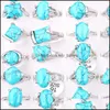 Bande Anneaux Bijoux Rétro Naturel Bleu Pierre Hommes Femmes Bague En Alliage Mâle Cadeaux De Mariage En Gros 25 Pcs Drop Delivery Dhfov