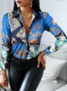 Женские блузкие рубашки 2022 Осенняя женщина модная рубашка с длинным рукавом женские топы и пуговицы повседневная офисная печать верхняя блузка Chemise Femme