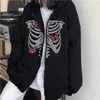 Y2K Hooded Women Up Zip Streetwear HARAJUKU TOPS Strass Skull Hip-Hop Women Blushirts Kawaii Hoodies Grunge Ubranie