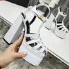 Brand chain women high heels dress shoes party fashion rivets girls sexy pointed toe shoes buckle platform pumps wedding shoe black white