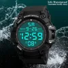 Relógio eletrônico ao ar livre LED Display Alarm Claco 30m À Prova D 'Água Resina Dial Esporte para Homens Pu Strap WristWatch Hombre Reloj