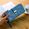 Long fashion Clutch bag Hollowing out Leaf Sequined decorative zipper Hasp leather women clutch wallet