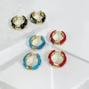 Hoop Huggie Peri'Sbox 3 kleuren Email Flower Earring For Women Vintage Delicate Floral Brass oorbellen Boho Jewelryhoop