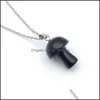 Pendant Necklaces Pendants Jewelry 20Mm Mushroom Statue Glass Stone Carving Reiki Healing Polishing Gem Necklace Dhcmb