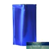 100 pz/lotto Blu Opaco Foglio di Alluminio Cibo Packag Bag Stand Up Chiusura Lampo Riutilizzabile Richiudibile Caramelle Noci Frutta Secca Snack Caffè