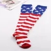 Drapeau Étoile Rayé Bras Manches Pouce Gants Manches Genou Haut Bas Ensemble pour Cosplay Noël Mitaines Extensibles Gants Chaussettes