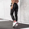 Kobiety Prosta Solidna Koronka Elastyczna Waist Spodnie Spring Jesień Skinny Skórzane Spodnie Casual Ołówek Streetwear Drop 220325