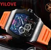 Relogio Masculino 43mm Style Sportif Militaire Grands Hommes Montres Mode Cadran Squelette Unique Silicone Mouvement À Quartz Homme Président Complet Horloge Chronomètre