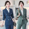 Women's Two Piece Pants Long Sleeve Women's Fall Slim Fit Fashion Blazer Commute Leisure Two-Piece Suit Formal Wear Beautician Work Clot