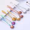 8 PCs/set Vintage Aço inoxidável Spoon Flower Flower Cheve Tea Scon Spoon Scere Cream Bolo de Sobremesa SN4789