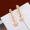 Mode Simple personnalité pentagramme étoile dos suspendus boucles d'oreilles chaîne en métal coréen balancent Brincos bijoux pour femmes GC1345