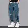 Mannen Cargo Broek Mode Hip Hop Multi pocket Broek Trendy Streetwear Effen Joggingbroek Pantalones Casuales Para Hombre 220808