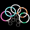Jewelry Key Chain Camouflage Silicone Bracelet Ring Round Circle Rainbow Bangle Keychain Holder for Woman Wrist Strap
