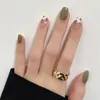 Valse nagels 24 -stks druk op kunststick accessoires Summer Matcha manicure set patch acryl kunstmatige stickers tipsfalse