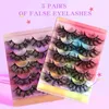 Nouveauté épais bouclés entrecroisés 5 paires de faux cils en vison ensemble doux vif réutilisable multicouche 3D faux cils bande complète plateau de cils coloré