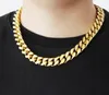 18k polished 10mm four sided grinding Miami Cuban chain fashion necklace men's hip-hop Gold Plated Necklace 60cm