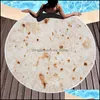 Serviette Ronde Pancake Beach Tapis De Yoga Couverture En Polyester Rouleau Mexicain Tablecl Dhkcw